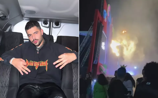 Vídeo: fogo invade palco em show do cantor Pedro Sampaio